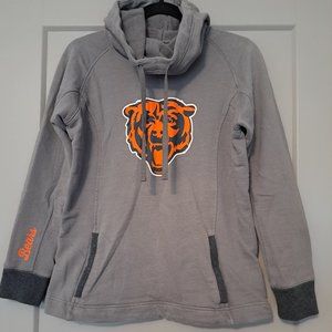 NFL Chicago Bears Gray And Orange Cowl Neck Pro Line Hooded Sweatshirt Size Med